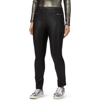 H! by Henry Holland Black leather-look trousers